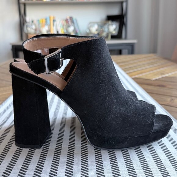 DOLCE VITA BLACK SUEDE PEPPER PLATFORM SANDAL SIZE W 9 - Picture 4 of 7